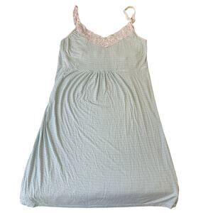 Love By Gap Women Nursing Sleepwear M Light Blue Striped Lace Sleeveless Dress